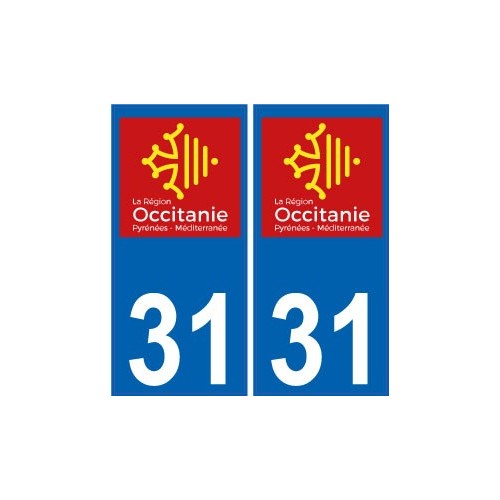 31 Haute-Garonne autocollant plaque immatriculation auto département sticker Occitanie nouveau logo