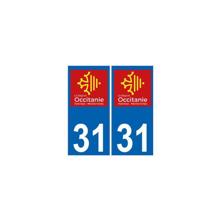 31 Haute-Garonne autocollant plaque immatriculation auto département sticker Occitanie nouveau logo