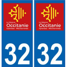 32 Gers autocollant plaque immatriculation auto département sticker Occitanie nouveau logo