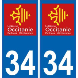 34 Hérault autocollant plaque immatriculation auto département sticker Occitanie nouveau logo