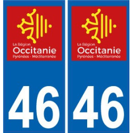 46 Lot autocollant plaque immatriculation auto département sticker Occitanie nouveau logo