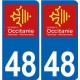 48 Lozère autocollant plaque immatriculation auto département sticker Occitanie nouveau logo