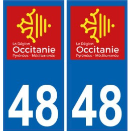 48 Lozère autocollant plaque immatriculation auto département sticker Occitanie nouveau logo