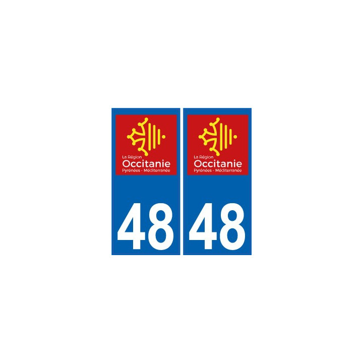 48 Lozère autocollant plaque immatriculation auto département sticker Occitanie nouveau logo