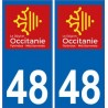 48 Lozère-aufkleber-plakette-kennzeichen-auto-abteilung sticker Okzitanien neues logo