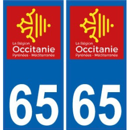 65 Hautes-Pyrénées autocollant plaque immatriculation auto département sticker Occitanie nouveau logo