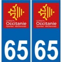 65 Hautes-Pyrenees adesivo targa di immatricolazione di auto dipartimento adesivo Occitania nuovo logo