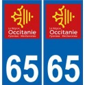 65 Hautes-Pyrénées autocollant plaque immatriculation auto département sticker Occitanie nouveau logo