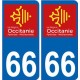 66 Pyrénées-Orientales autocollant plaque immatriculation auto département sticker Occitanie nouveau logo