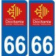 66 Pyrénées-Orientales autocollant plaque immatriculation auto département sticker Occitanie nouveau logo