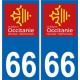 66 Pyrénées-Orientales autocollant plaque immatriculation auto département sticker Occitanie nouveau logo