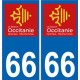 66 Pyrénées-Orientales autocollant plaque immatriculation auto département sticker Occitanie nouveau logo