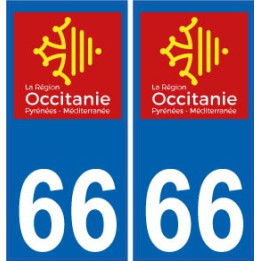 66 Pyrénées-Orientales autocollant plaque immatriculation auto département sticker Occitanie nouveau logo