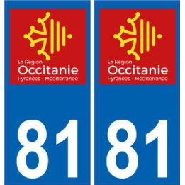 81 Tarn autocollant plaque immatriculation auto département sticker Occitanie nouveau logo