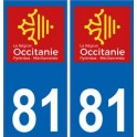 81 Tarn-aufkleber-plakette-kennzeichen-auto-abteilung sticker Okzitanien neues logo