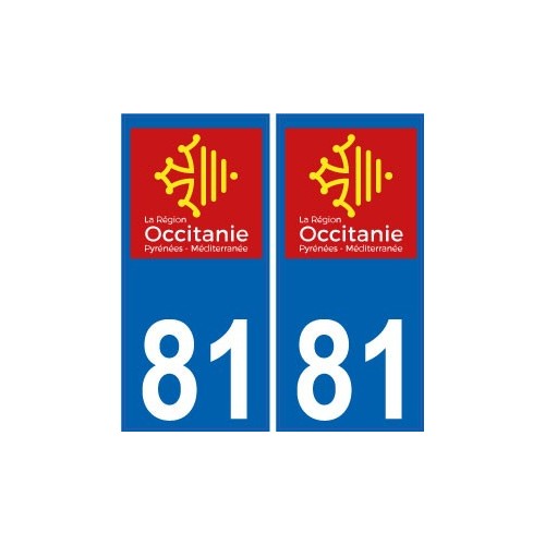 81 Tarn autocollant plaque immatriculation auto département sticker Occitanie nouveau logo