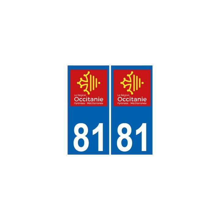 81 Tarn autocollant plaque immatriculation auto département sticker Occitanie nouveau logo