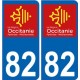 82 Tarn-et-Garonne autocollant plaque immatriculation auto département sticker Occitanie nouveau logo
