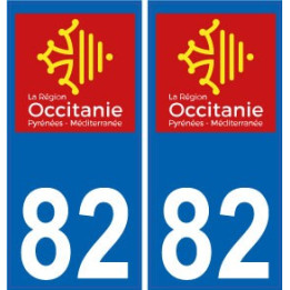 82 Tarn-et-Garonne autocollant plaque immatriculation auto département sticker Occitanie nouveau logo