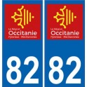 82 Tarn-et-Garonne autocollant plaque immatriculation auto département sticker Occitanie nouveau logo