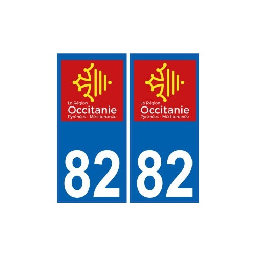 82 Tarn-et-Garonne autocollant plaque immatriculation auto département sticker Occitanie nouveau logo