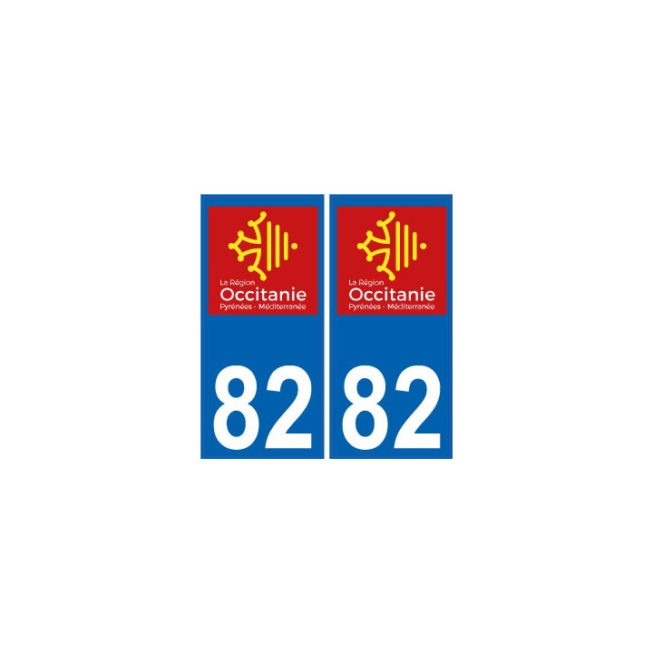 82 Tarn-et-Garonne autocollant plaque immatriculation auto département sticker Occitanie nouveau logo