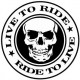 Autocollant tête de mort rond live to ride 8-7