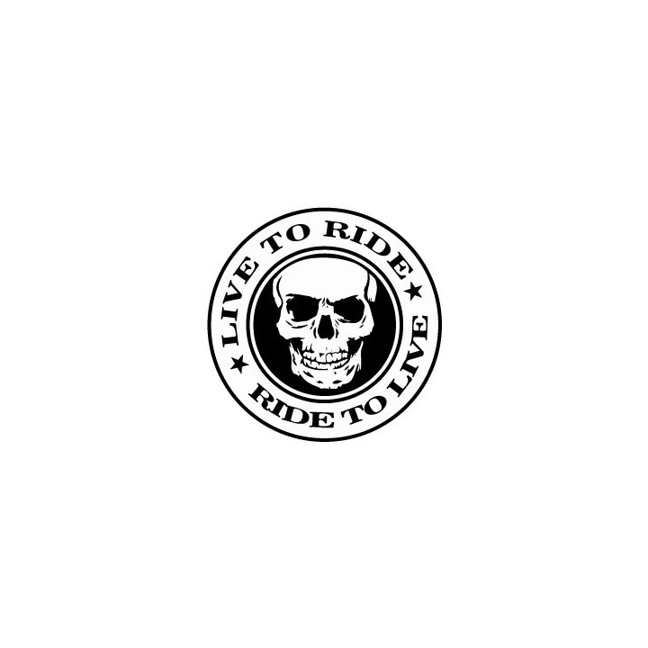 Autocollant tête de mort rond live to ride 8-7
