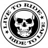 Autocollant tête de mort rond live to ride 8-7