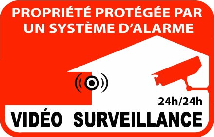 Autocollant Alarme propriété sous vidéo surveillance alarme logo 64 sticker