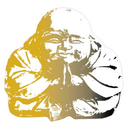 Bouddha jaune et blanc - autocollant sticker adhésif logo 1
