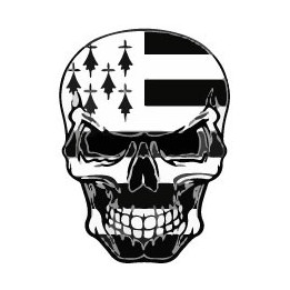 Autocollant tête de mort avec le drapeau breton