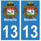 13 Marseille ville autocollant plaque