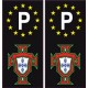 autocollant plaque immatriculation Portugal FPF F avec le P europe noir