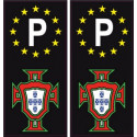 autocollant plaque immatriculation Portugal FPF F avec le P europe noir