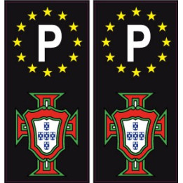 autocollant plaque immatriculation Portugal FPF F avec le P europe noir