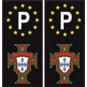 sticker plaque immatriculation Portugal FPF F with the P europe black 2-3
