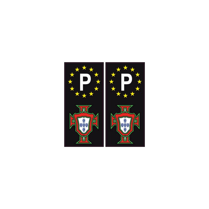 autocollant plaque immatriculation Portugal FPF F avec le P europe noir