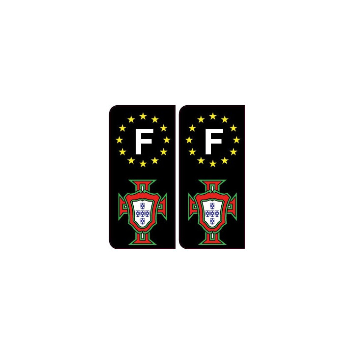 autocollant plaque immatriculation Portugal FPF F avec le F europe noir 2-3