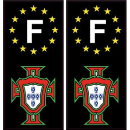 autocollant plaque immatriculation Portugal FPF F avec le F europe noir 2-3