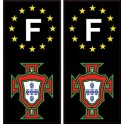 autocollant plaque immatriculation Portugal FPF F avec le F europe noir 2-3
