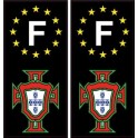 sticker plaque immatriculation Portugal FPF F with F europe black 2