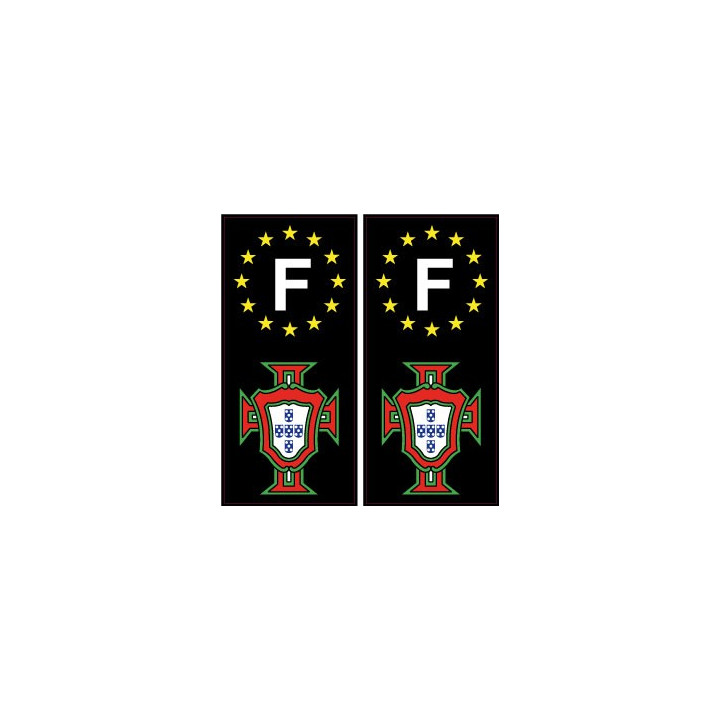 autocollant plaque immatriculation Portugal FPF F avec le F europe noir 2-3
