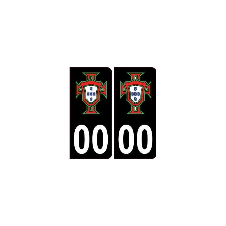 autocollant plaque immatriculation Portugal FPF F avec numéro au choix noir