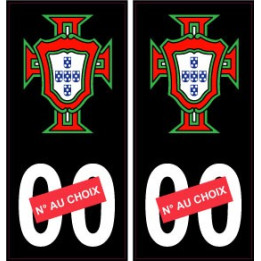 autocollant plaque immatriculation Portugal FPF F avec numéro au choix noir