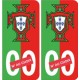 autocollant plaque immatriculation Portugal FPF F avec numéro au choix rouge et vert 