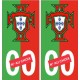 autocollant plaque immatriculation Portugal FPF F avec numéro au choix rouge et vert 