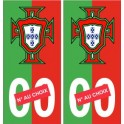 autocollant plaque immatriculation Portugal FPF F avec numéro au choix rouge et vert 