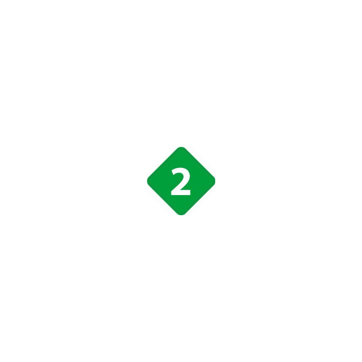 Chiffre 2 deux - autocollant sticker losange de couleur adhésif ref65