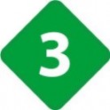 Chiffre 3 trois - autocollant sticker losange de couleur adhésif ref65